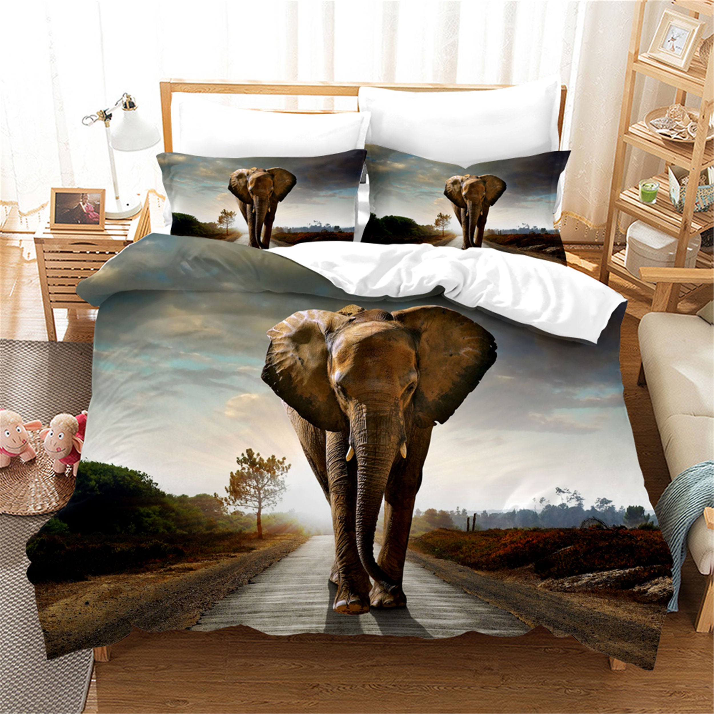 3D Road Elephant Quilt Cover Set Bedding Set Pillowcases 134