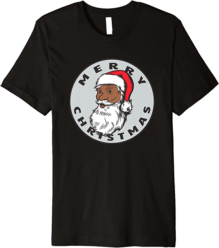 African American Merry Christmas Melanin Santa Claus Premium T-Shirt