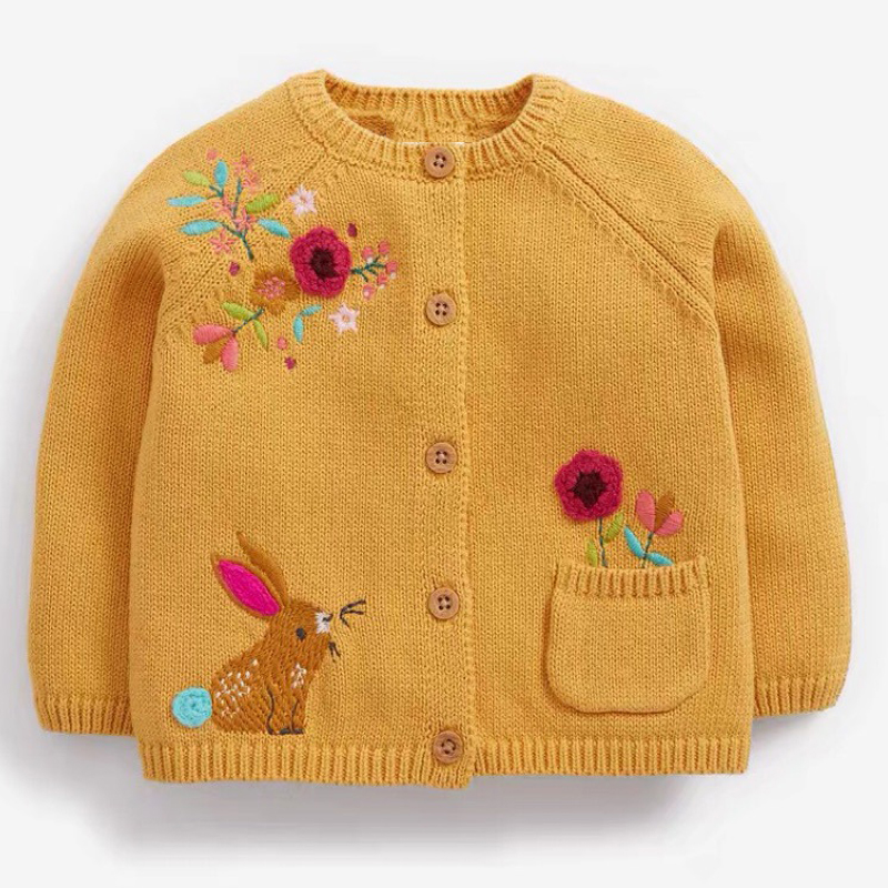 Little maven Kids Girls Clothes Lovely Pink Rabbit Sweater with Little Chicks Cotton Sweatshirt Autumn Outfit for Kids 2 to7year alx