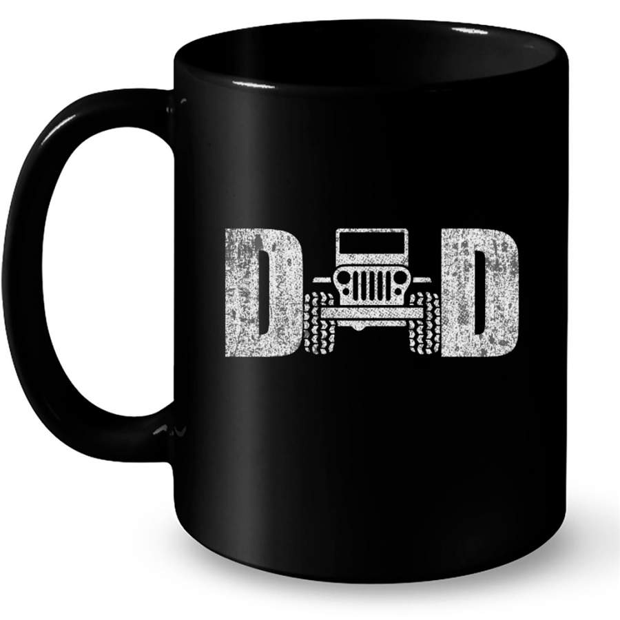 Jeep Dad Simple Cool Vintage Father’s Day Gift – Full-Wrap Coffee Black Mug