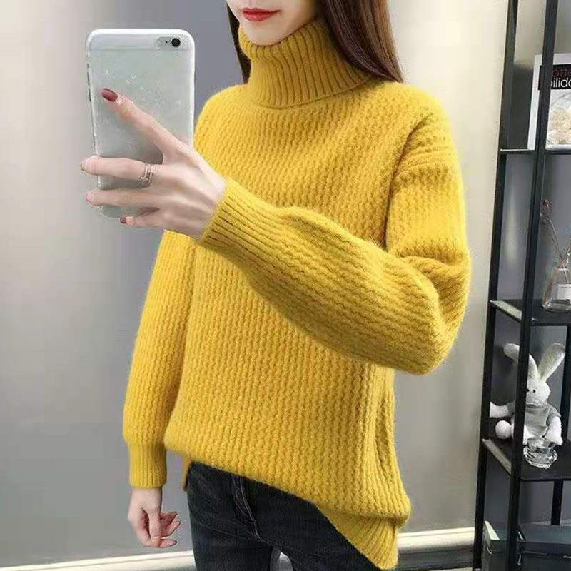 Sweater Women Thick Turtleneck Jumper Autumn and Winter Loose Pullover Knit Bottoming Shirt Blusa De Frio Feminina Pull Long alx