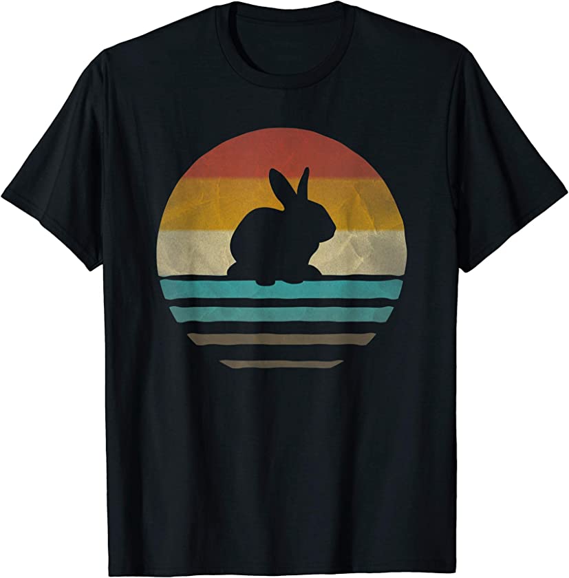 Retro Vintage Sunset Bunny Rabbit Animal Lover Funny Gift T-Shirt