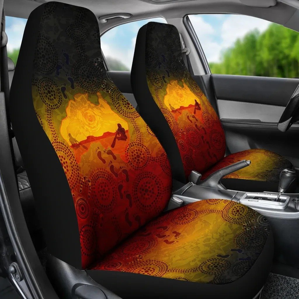 Aboriginal Art Map Didgeridoo 3D Design Print Car Seat Covers