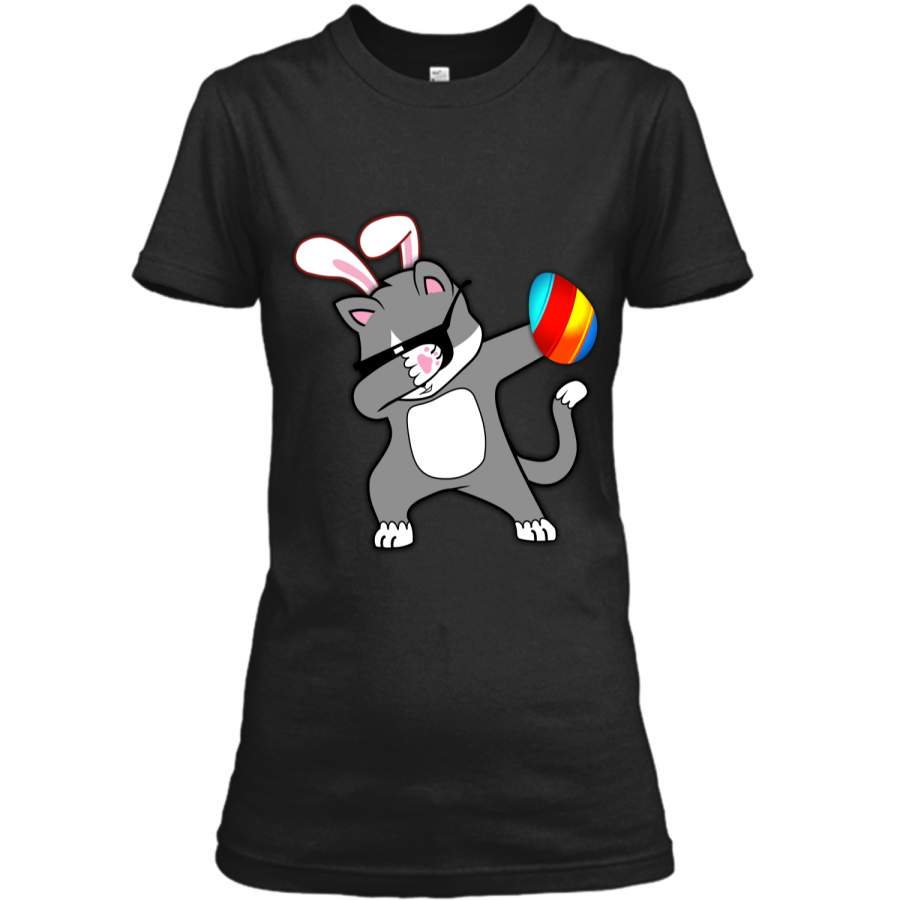 Easter Bunny Dabbing Cat Tshirt Easter Egg Tee Ladies Custom