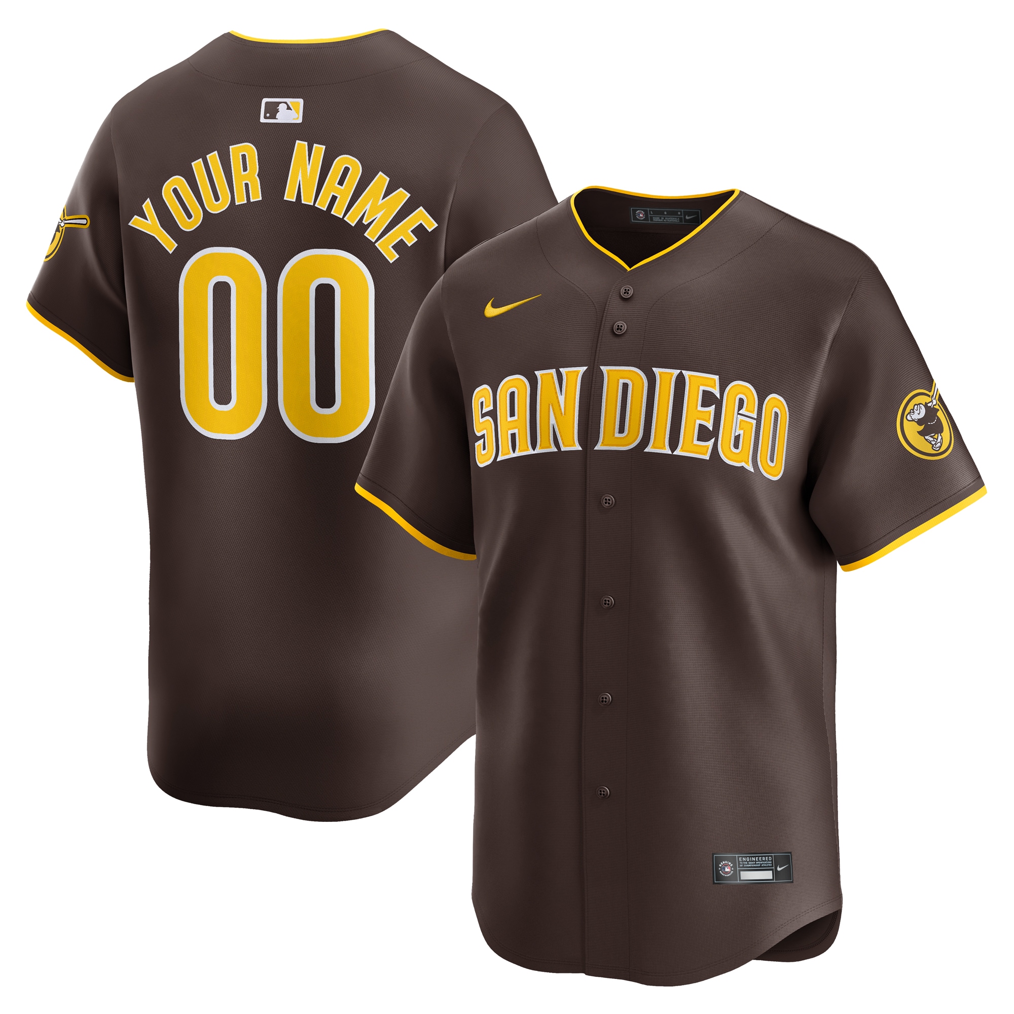 San Diego Padres Away Limited Custom Jersey – Brown