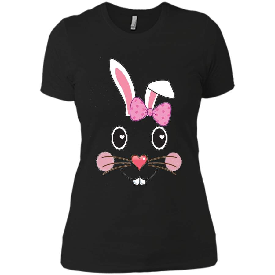 Bunny Face Cute Bow Little Easter Bunny Kids T-Shirt Girls