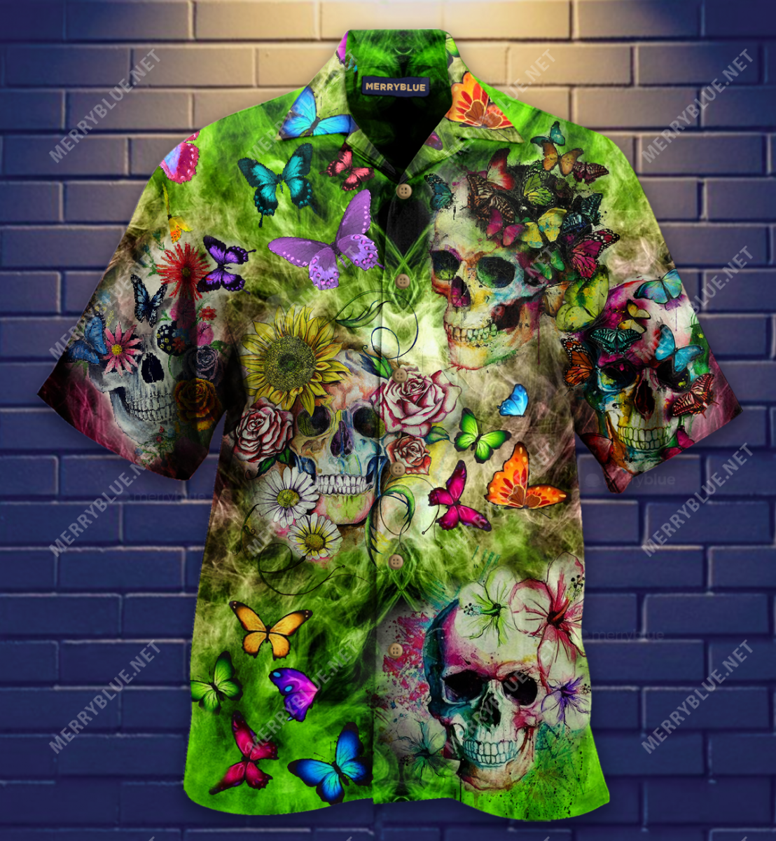 Skull And Butterfly Unisex Hawaii Shirt Ha37248