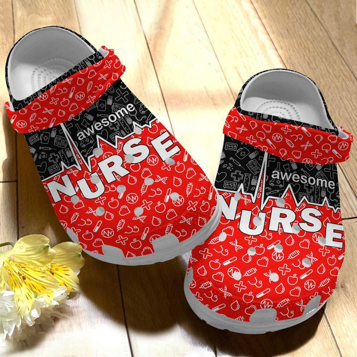 Awesome Nurses Shoes Proud Of Nurse Crocss Clog For Men Women Kids ...
