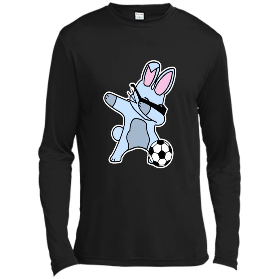 Dabbing Easter Bunny Soccer Ball T-Shirt Long Sleeve Moisture Absorbing Shirt