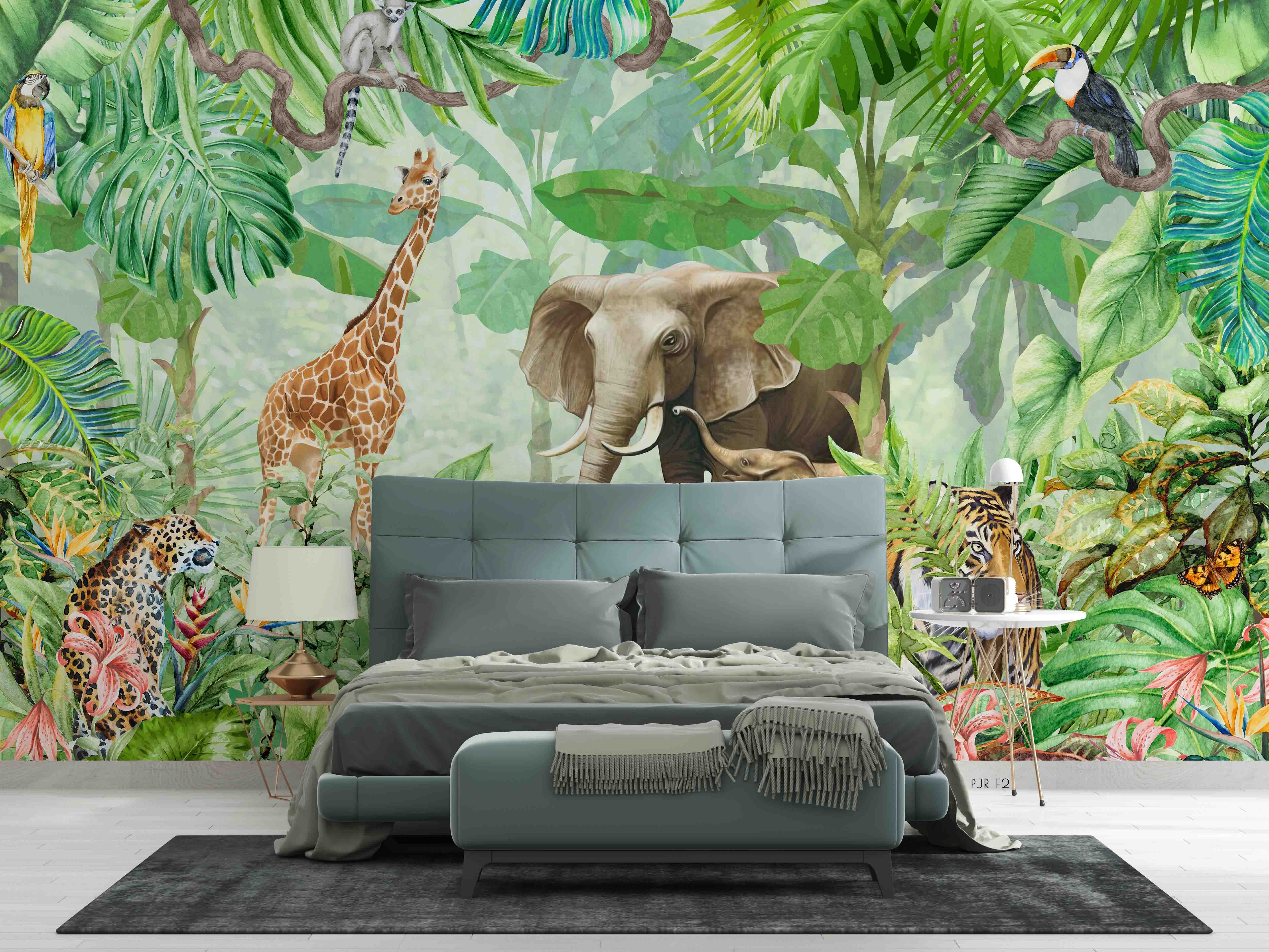 3D Cartoon Animal Elephant Tiger Wallpaper Wj 1374