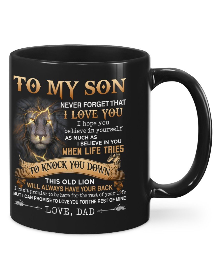 To My Son Lion Mug – To Knock You Down Gift For Son From Dad Gift Double Side Printed Ceramic Coffee Mug Tea Cups Latte