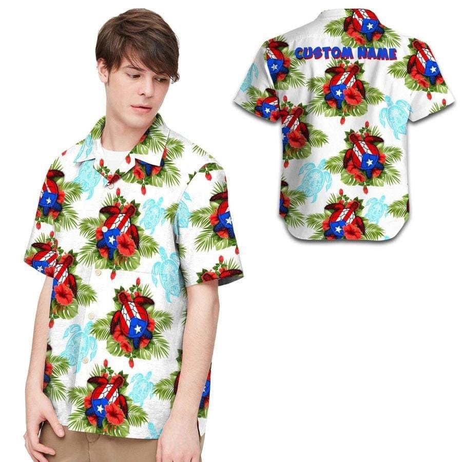 Hawaii Aloha Shirts Turtle Puerto Rico Flag Hibiscus Custom Name Ha89203