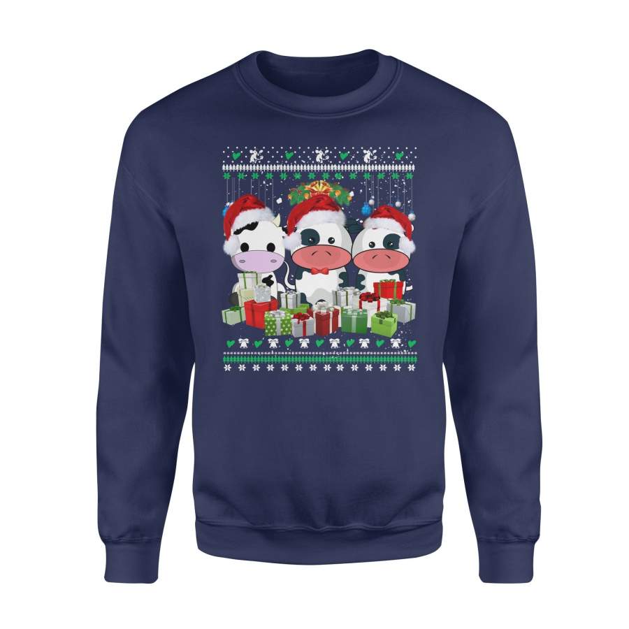 Cow Animal Hat Christmas Gift Box Happiness Christmas Snowflakes Party Merry Christmas X-Mas Sweatshirt T shirt Christmas Gift Ideas
