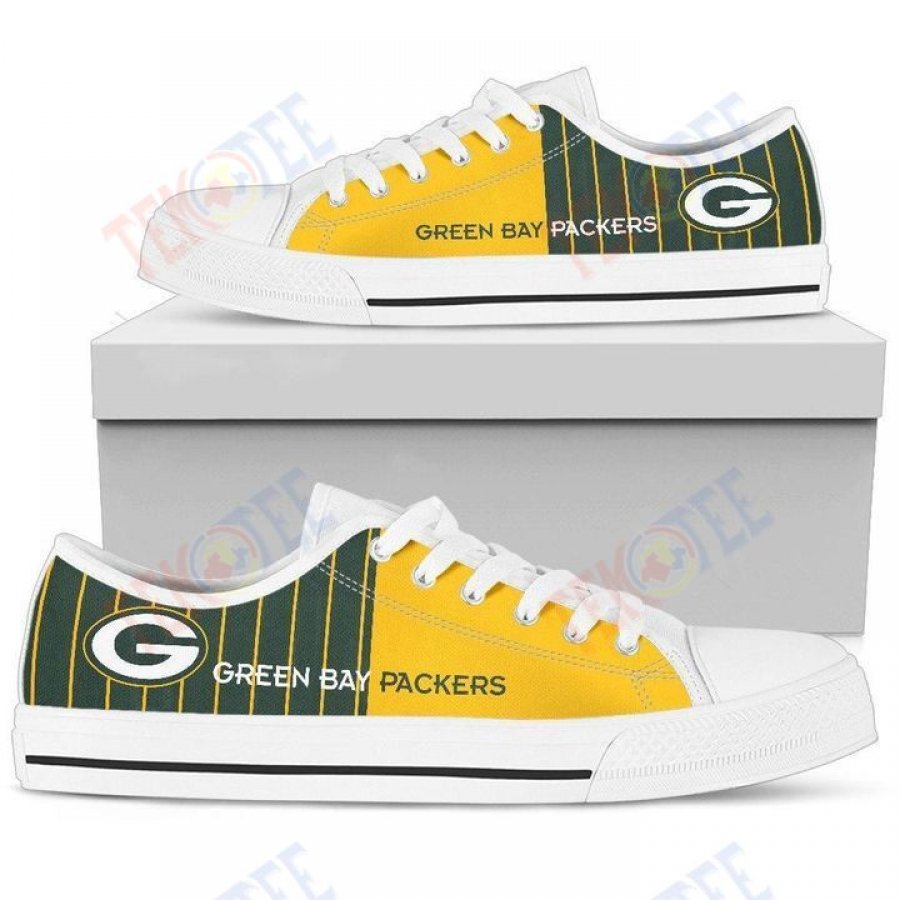 Mens Womens Cool Simple Design Vertical Stripes Green Bay Packers Low Top Shoes Custom Print Footwear Converse Sneakers TMT259