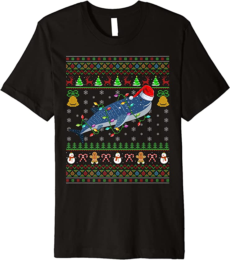 Funny Shark Fish Lover Xmas Santa Whale Shark Ugly Christmas Premium T-Shirt