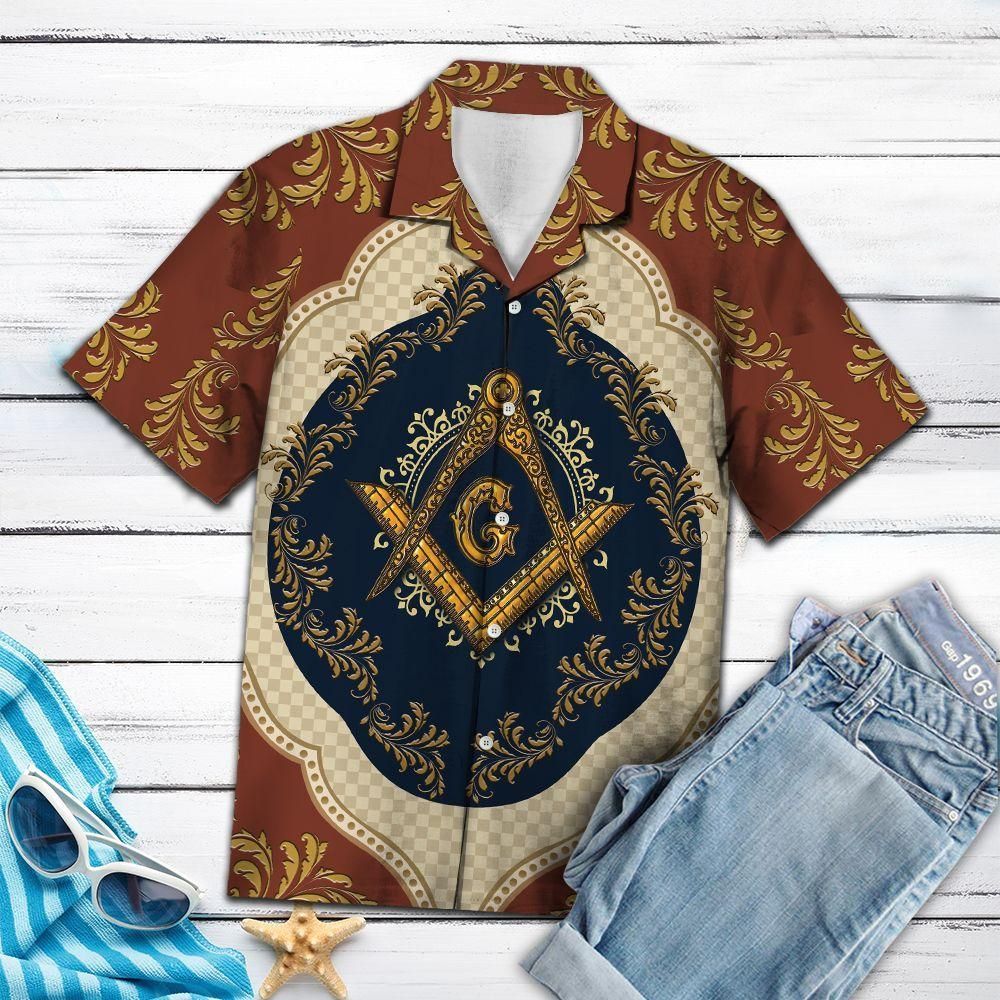 Aloha Shirt Masonic With Square And Compasses G5716  Hawaiian Shirt