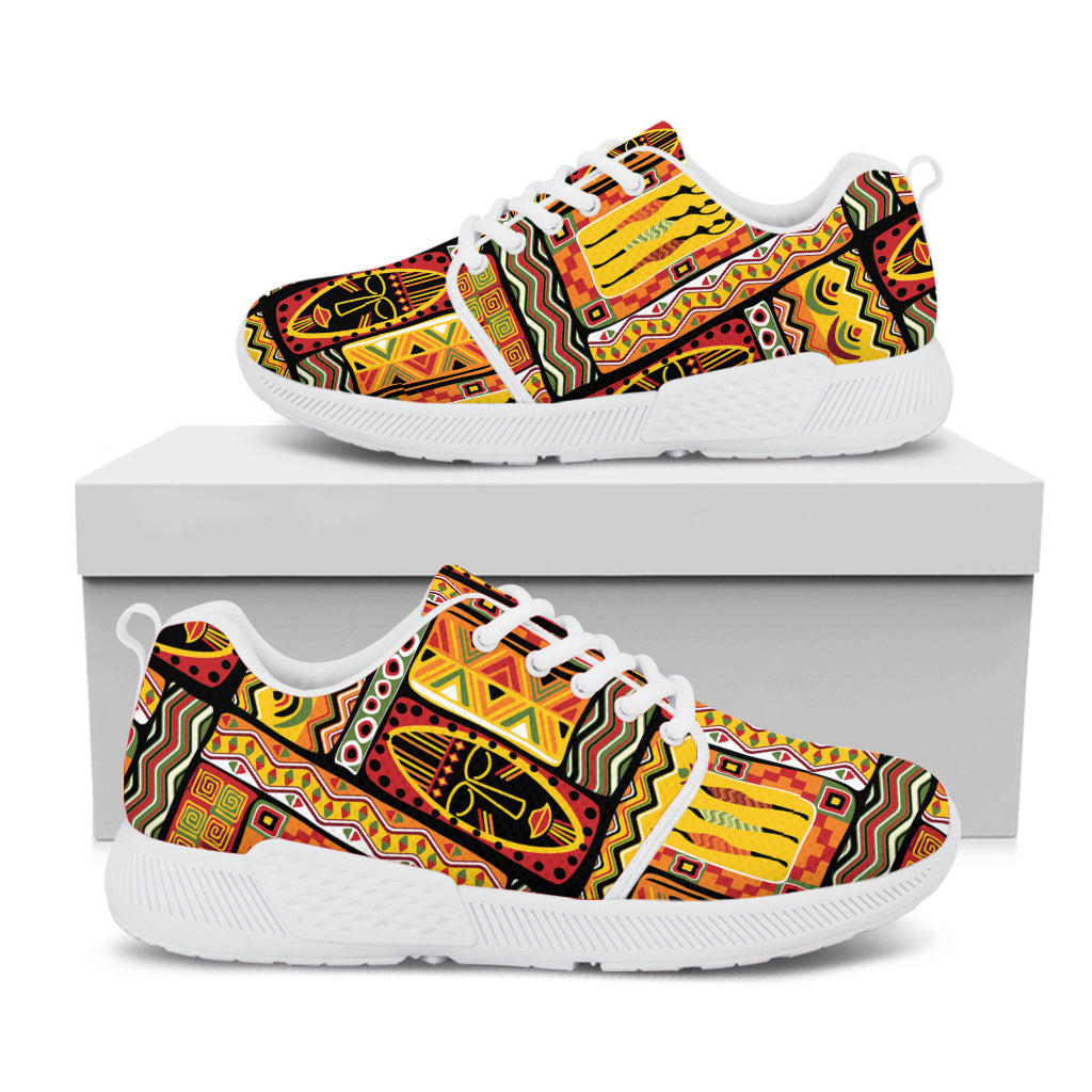 Sunset Ethnic African Tribal Print White Athletic Shoes