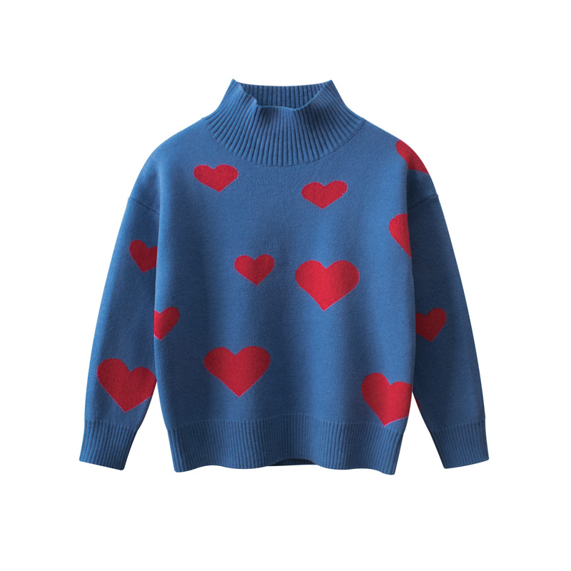 2022 Spring Autumn Children Sweater for Girls 100% Cotton Novelty Heart Dot Striped Kid’s knit Sweater Casual Sport Sweaters alx