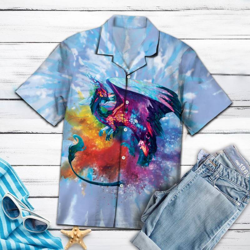 Dragon Tie Dye Hawaiian Shirt Ha44088