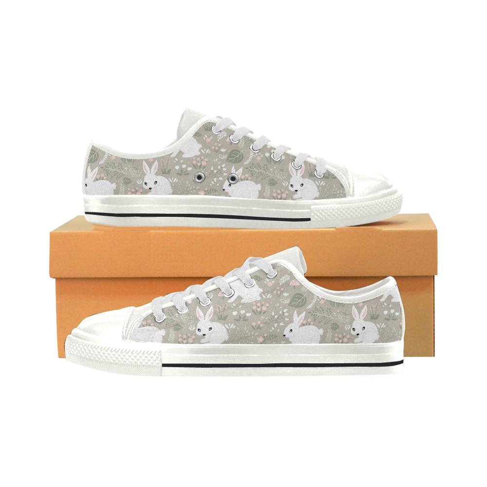 Cute Rabbit Pattern Women’s Low Top Shoes White