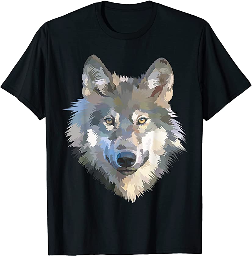 Realistic white wolf, realistic animal print with colors T-Shirt