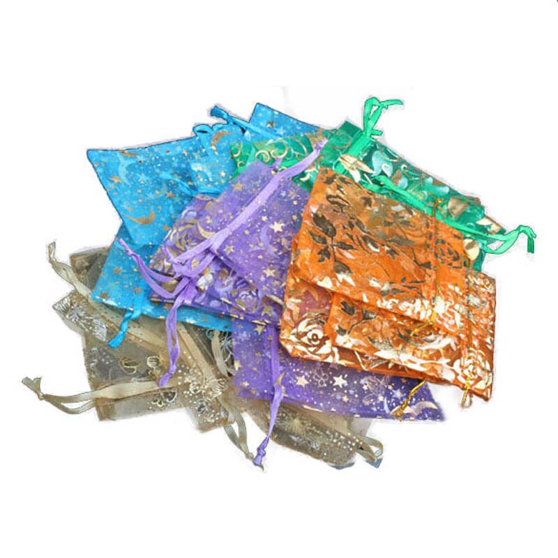 50 Pcs Mini Drawstring Organza Jewelry Pouch Gift Bags for Wedding Candy Pendant alx