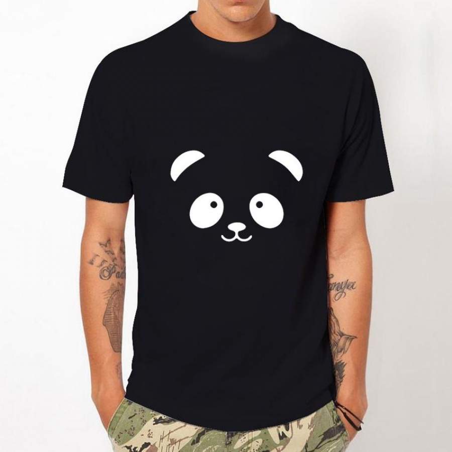 Cute Panda Printed Men T-Shirt New Short Sleeve O-Neck Casual Black Tops High Quality Male Tee S-Xxxl