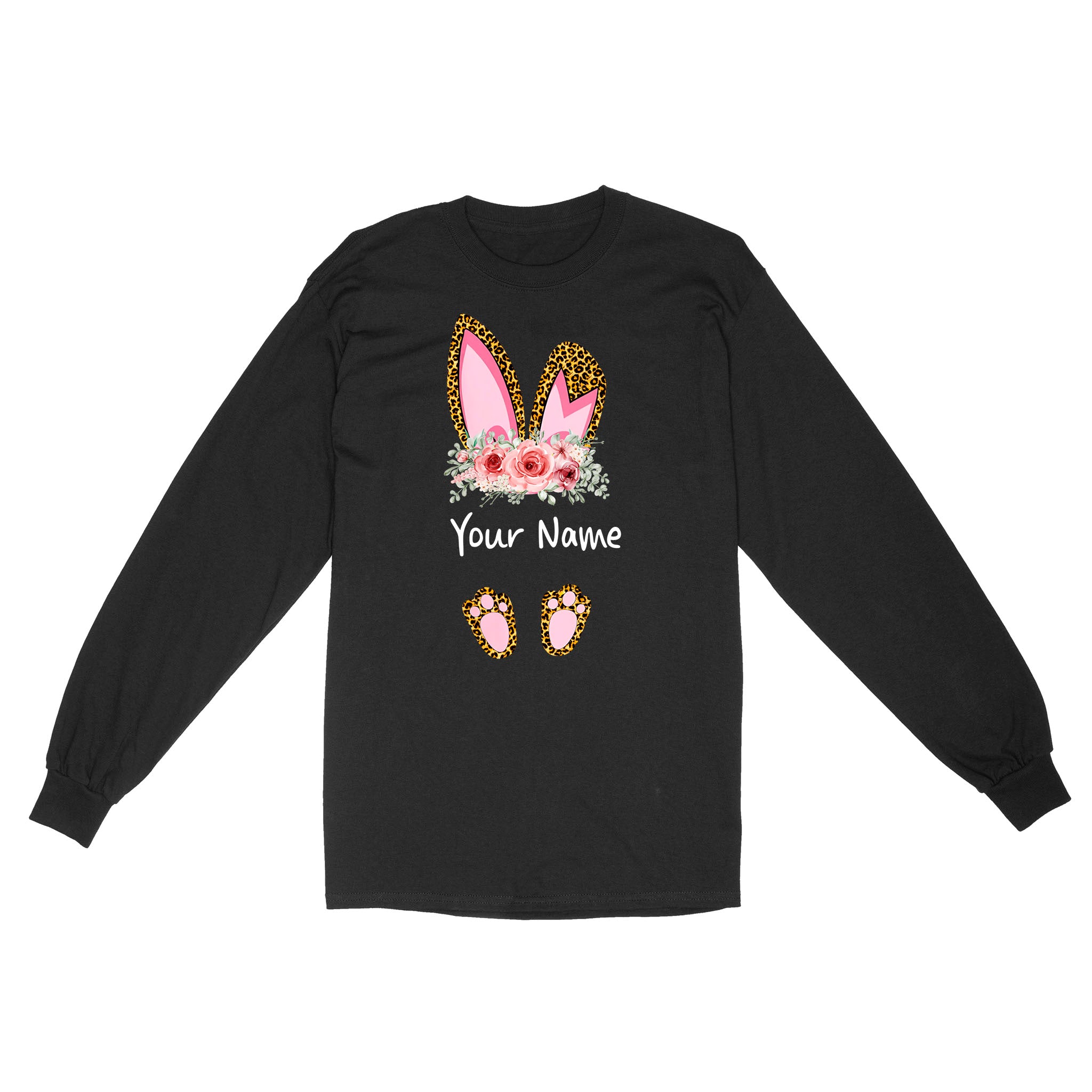 Personalized Easter Long Sleeve, Bunny Leopard Floral Customized Gift For Easter Mothers Day – Tnn178D03