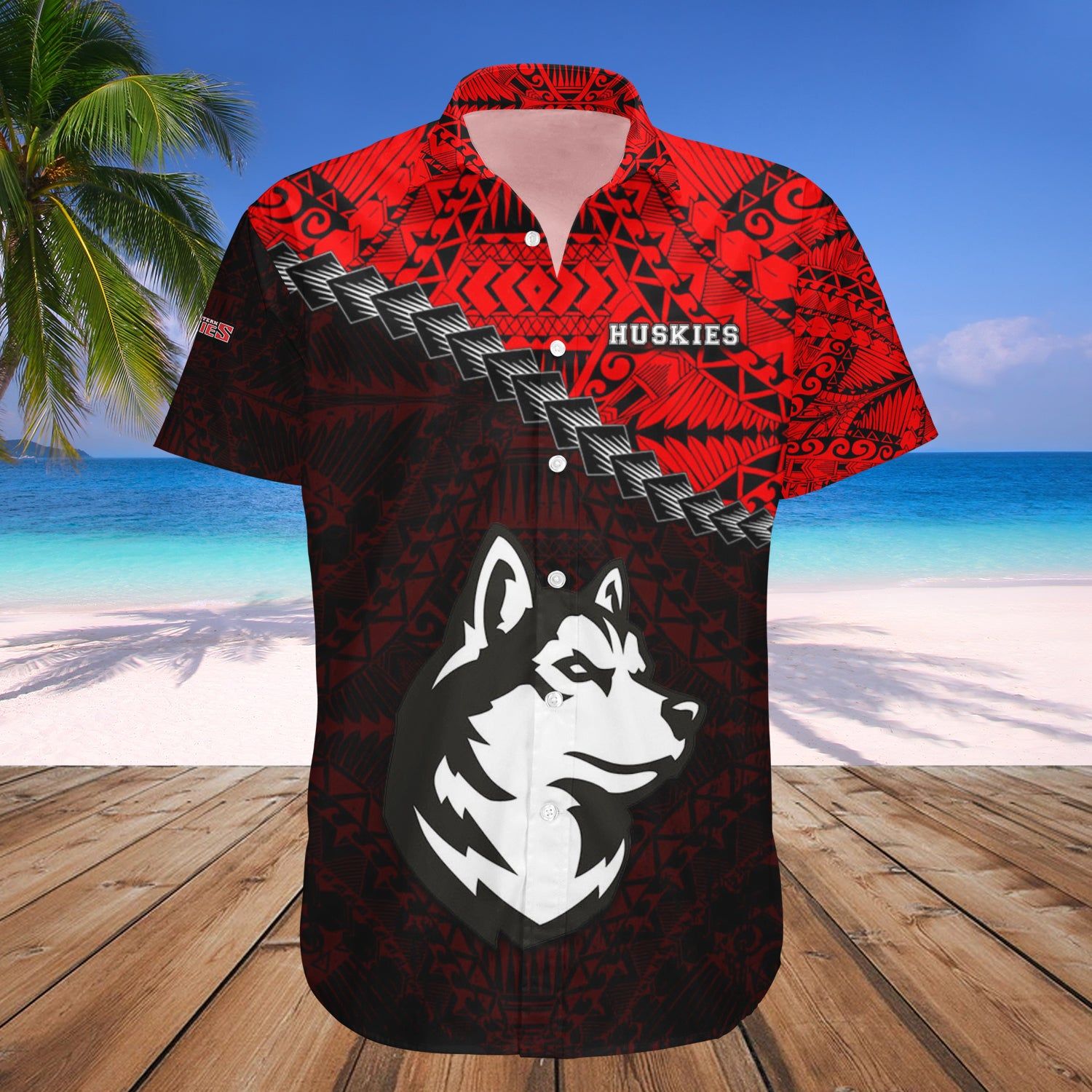 Northeastern Huskies Hawaii Shirt Grunge Polynesian Tattoo – NCCA