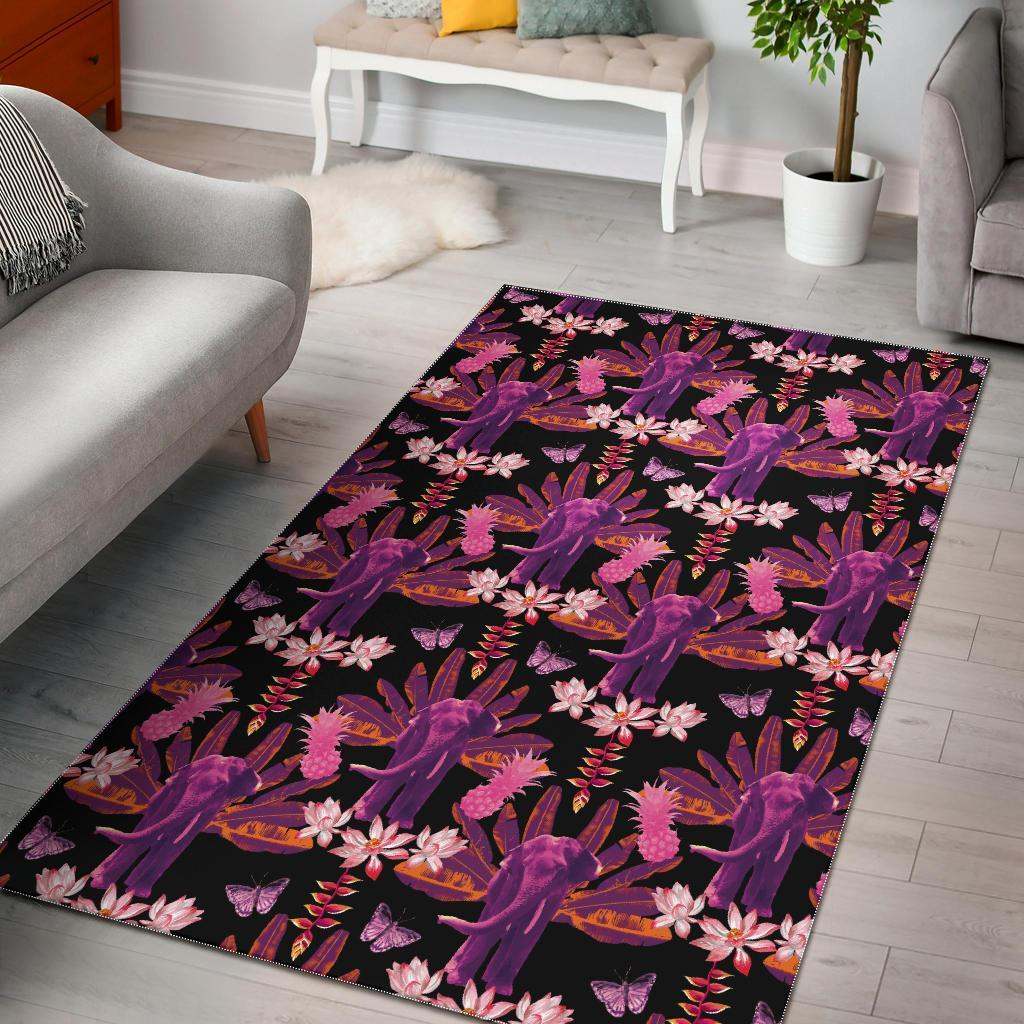 Floral Banana Leaves Elephant Rug Rcdd81F44508