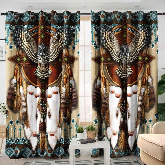 Tmarc Tee Owl Native American 3D All Over Printed Window Curtain Home Decor