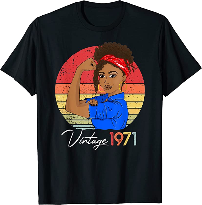 Vintage 1971 Black Girl Afro African American 50th Birthday T-Shirt