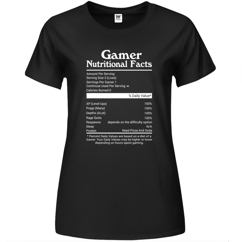 Nutritional Facts Shirt, Gamer Nutrition Facts Shirt, Gamer Nutritional Facts Novelty Video Game Lover Premium Womens T Shirts