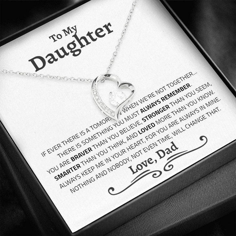 Daughter Necklace – Daughter Gift From Dad – Gold Forever Love Necklace, Birthday Graduation Wedding Anniversary Gift For Her, Girls