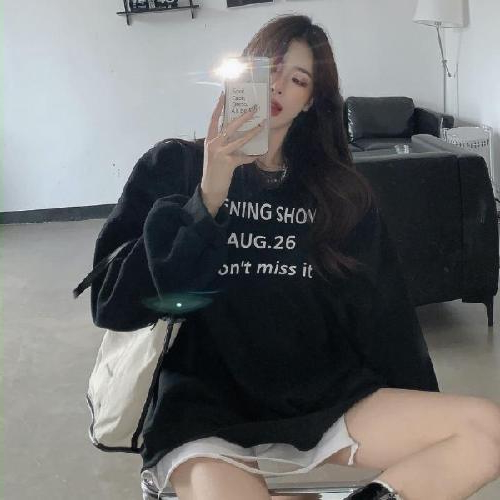 Spring and autumn thin new Korean version loose round neck sweater women fashion simple casual casual long sleeve top clothes alx