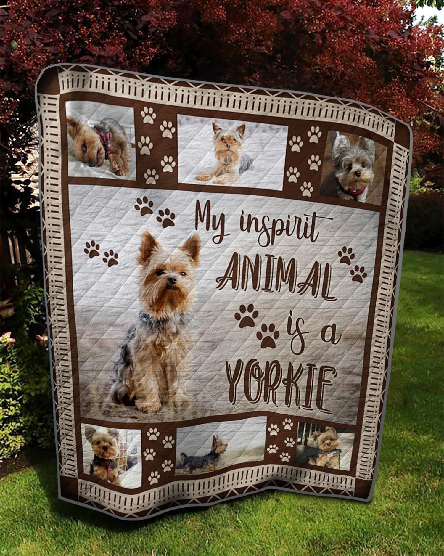 Animal Dog My Inspirit Animal is A Yorkie Quilt Blanket