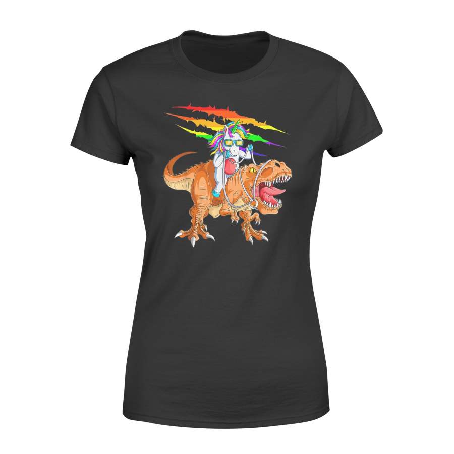 Birthday T-shirts Unicorn Riding T-Rex Dinosaur – Standard Women’s T-shirt