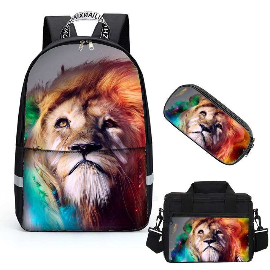 Vivid 3D Lion Kids Backpack School Children Book Bag Rucksack Lightweight Daypack  for Teen Boys and Girls