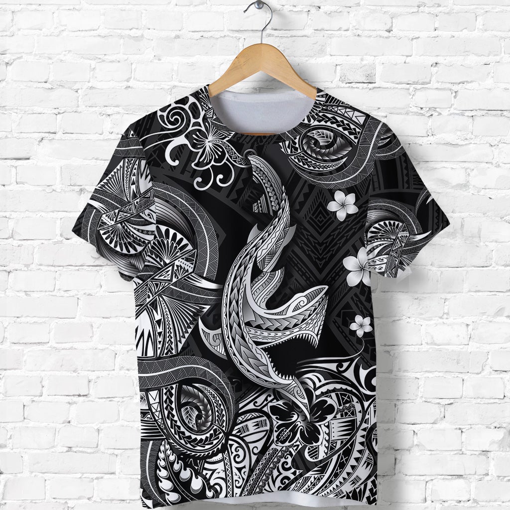 Hawaiian Angry Shark Polynesian T Shirt Unique Style Black Ha84821