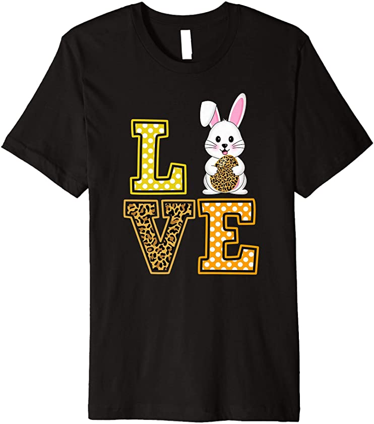 Love Easter Egg Bunny Leopard Print Bunny Easter Costume Premium T-Shirt