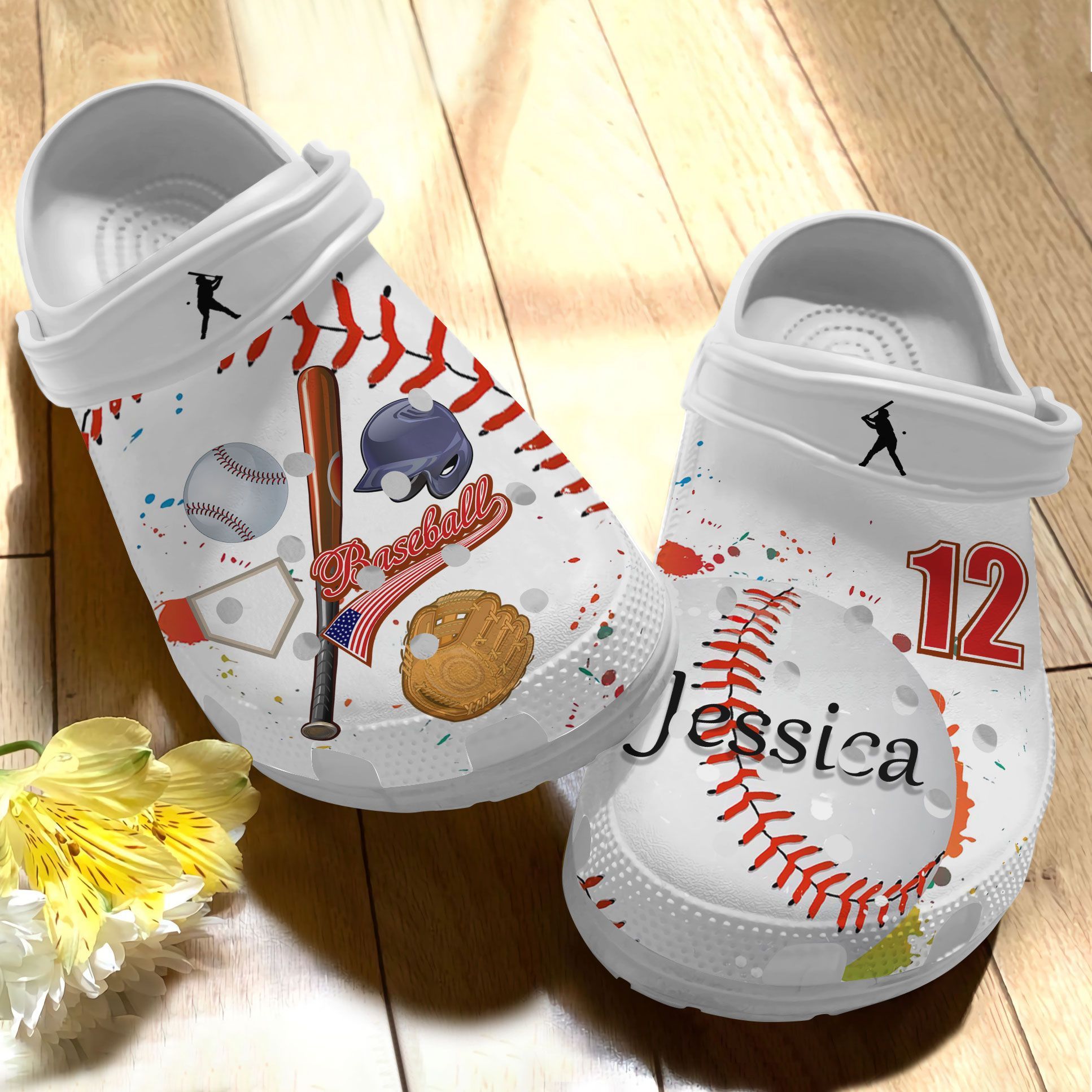 Baseball Personalized Clog Whitesole Baseball Clogs Clogband Clog