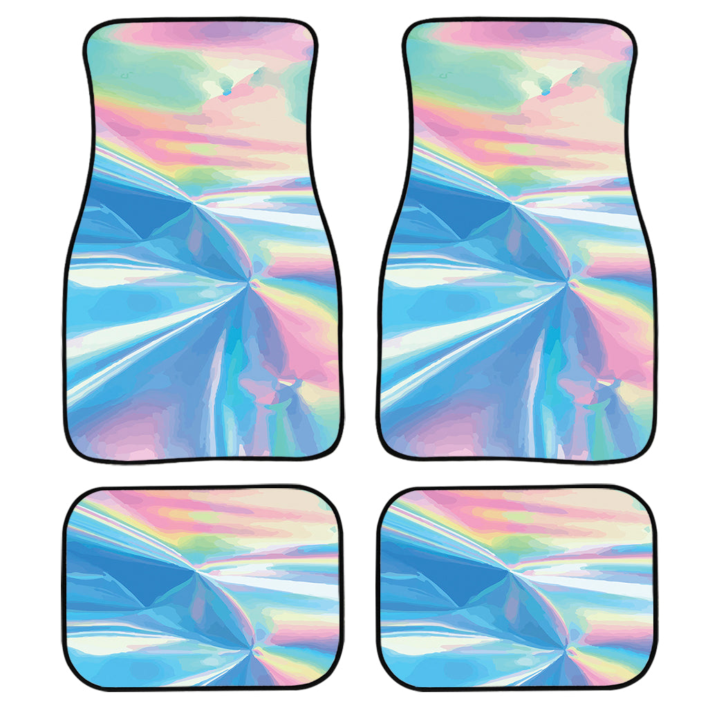 Blue Holographic Print Front And Back Car Floor Mats, Front Car Mat