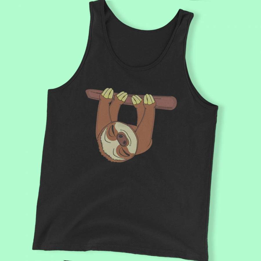 Animal Fauna Monkey Slow Sloth Cartoon Lie Men’S Tank Top