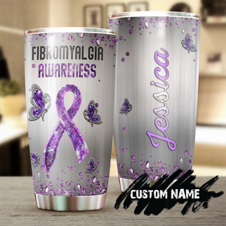 Fibromyalgia Butterfly Personalized Tumbler-Birthday Gift Christmas Gift For Butterfly Lover For Her