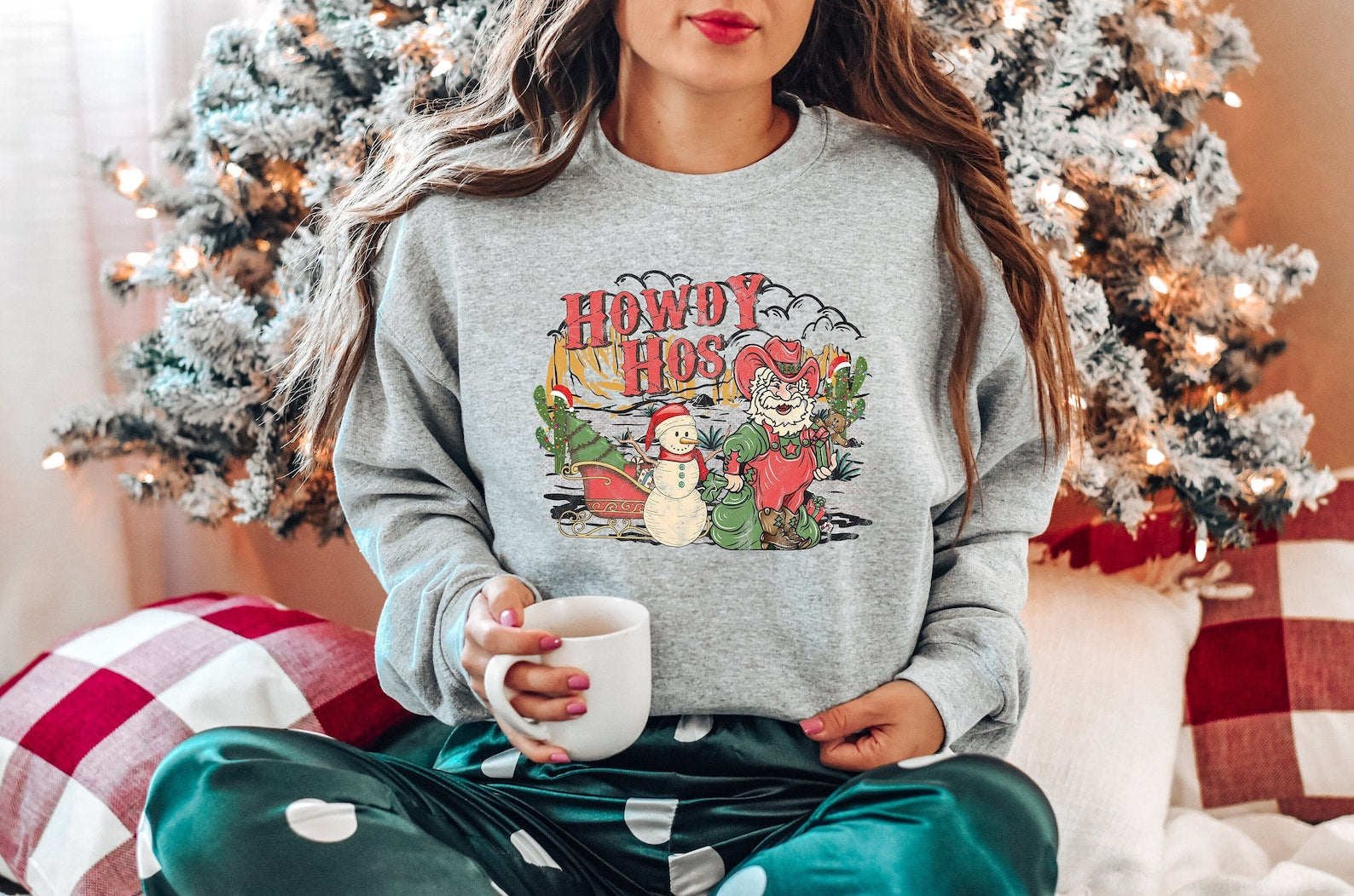 Santa Cowboy Sweatshirt 2D Crewneck Sweatshirt All Over Print Sweatshirt For Women Sweatshirt For Men Sws4994