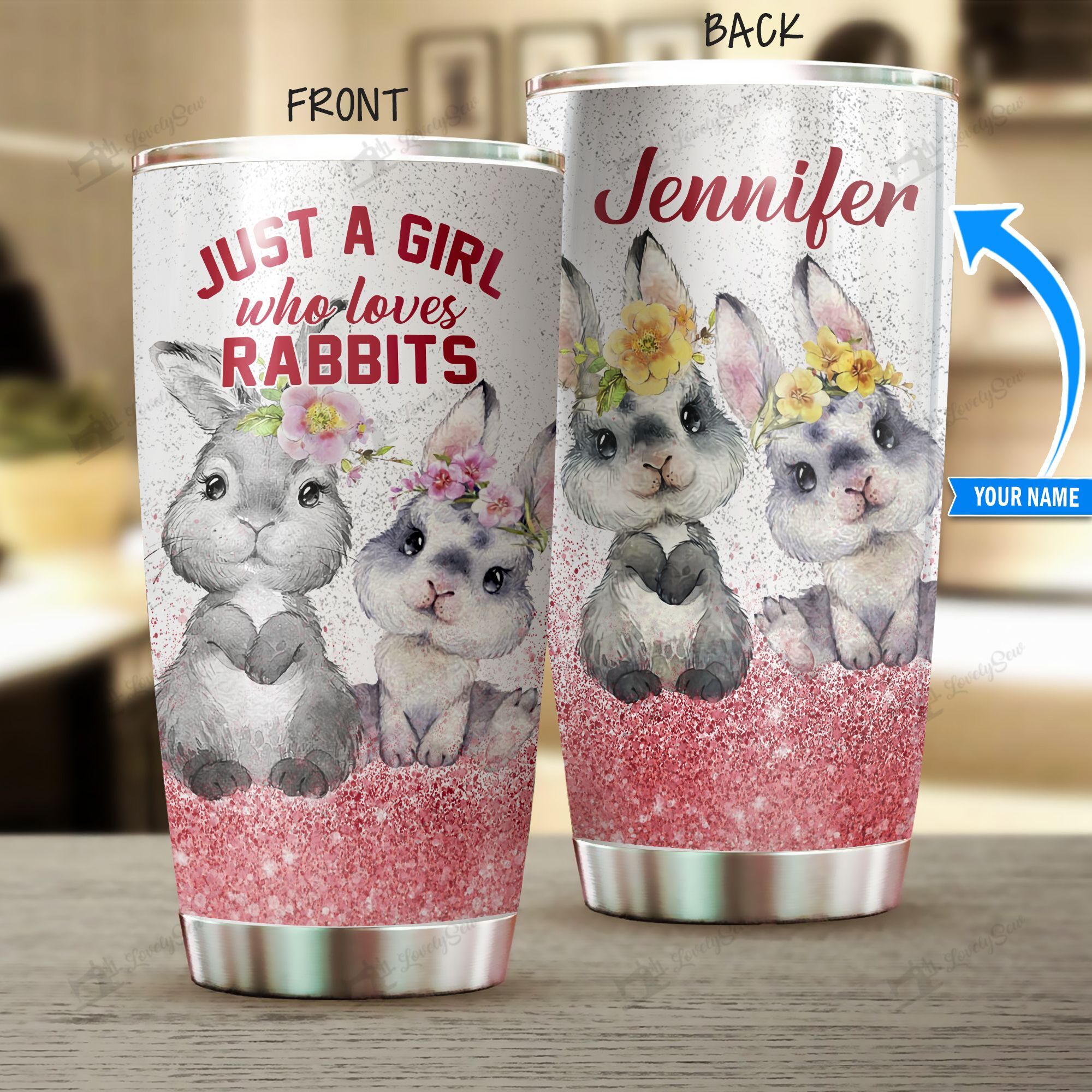 TRU20100701 Just a girl who loves Rabbits Personalized Stainless Steel Tumbler