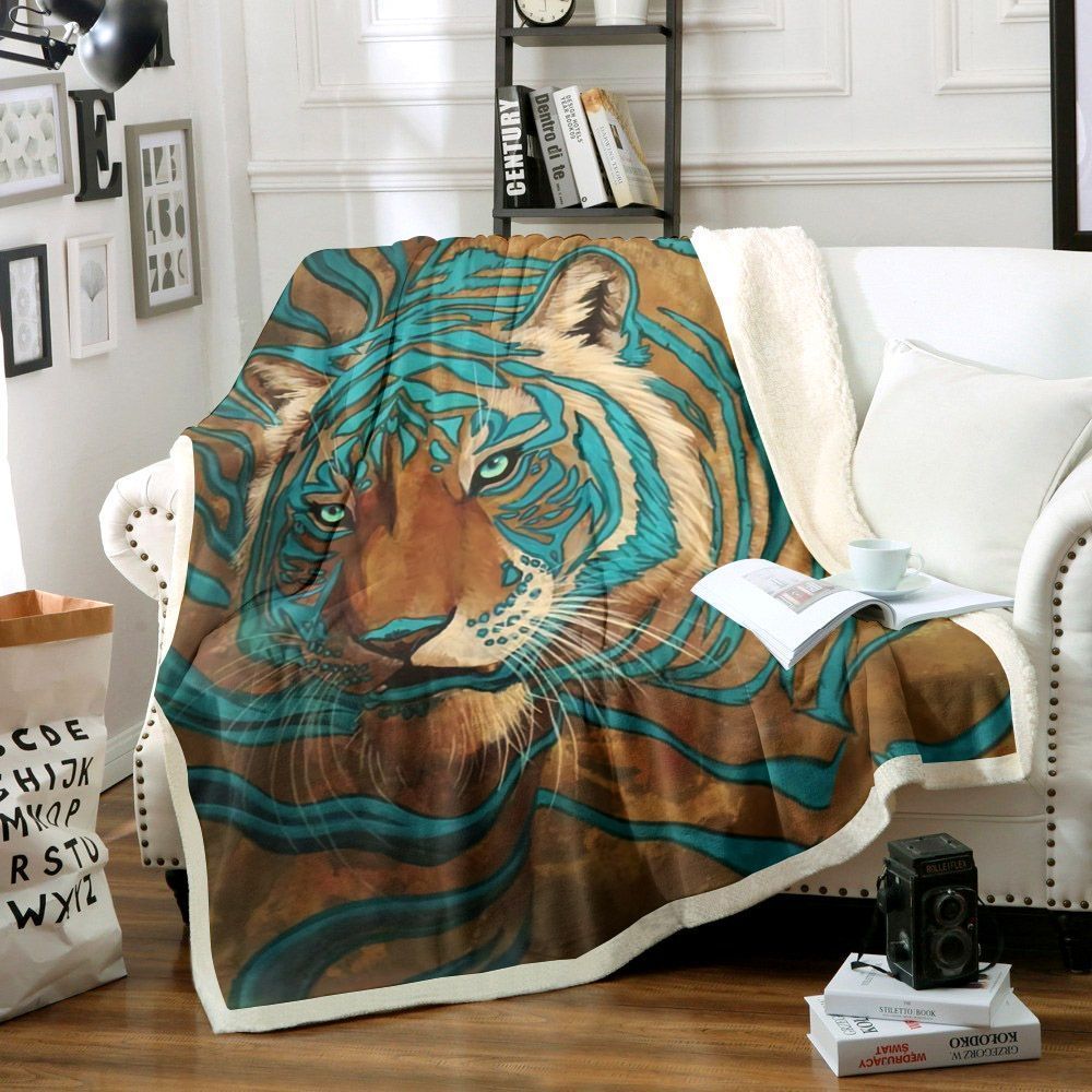 Tiger Sherpa Fleece Blanket GO