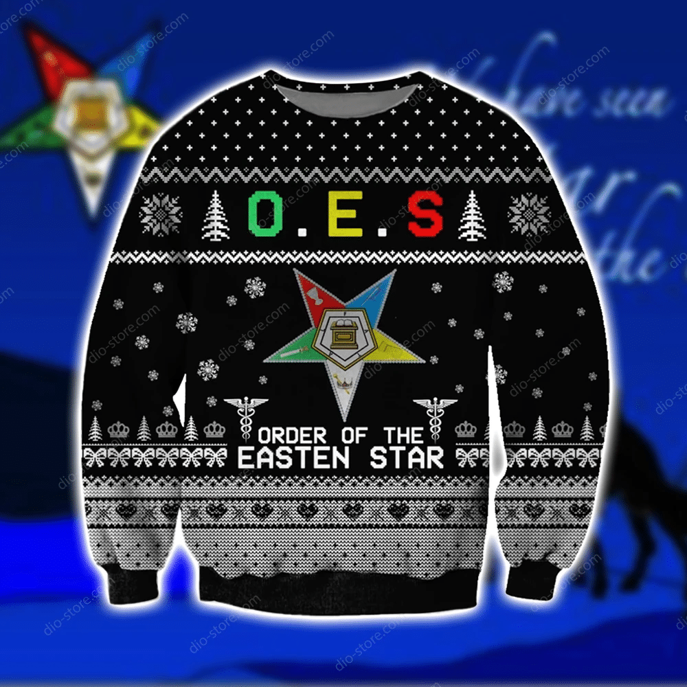 Order Of The Eastern Star Knitting Pattern 3D Print Ugly Christmas Sweater