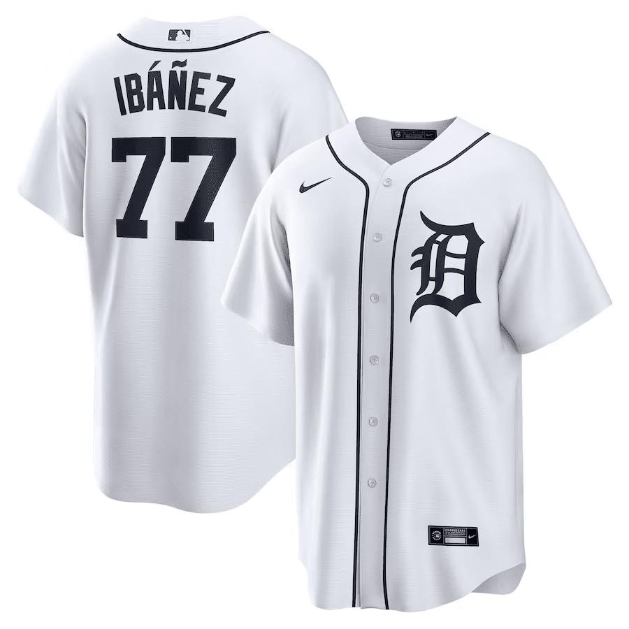 Andy Ibanez 77 Detroit Tigers Home Men Jersey – White