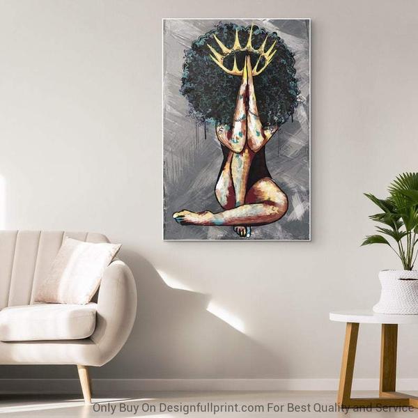 Black Queen Girl Art Canvas Ln Proud To Be Black Poster Print, Canvas Poster Wall Art, Canvas Print Wall Decor